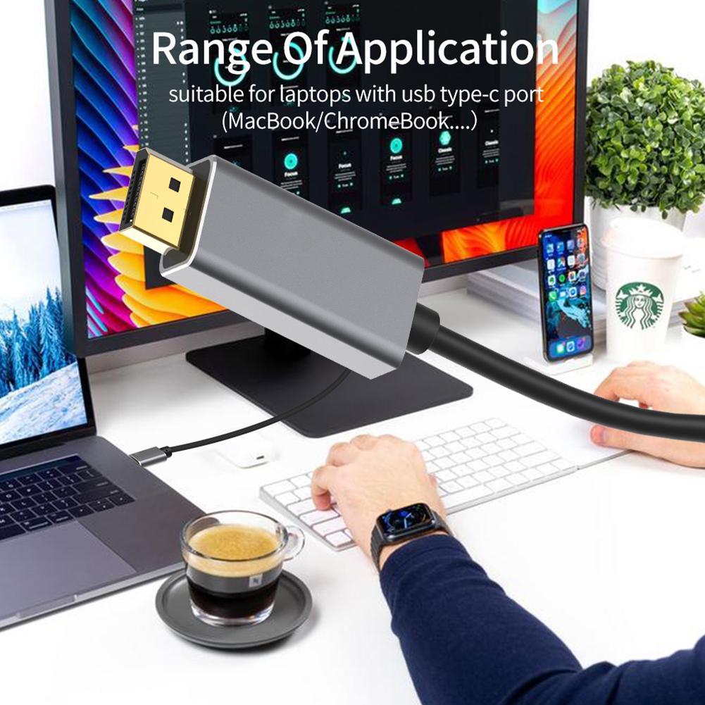Кабель USB C-DisplayPort 6 футов (4K@60Гц, 2K@144/165Гц), Совместимо с MacBook Pro/Air, iPad Pro/Air, iMac, Surface, Galaxy
