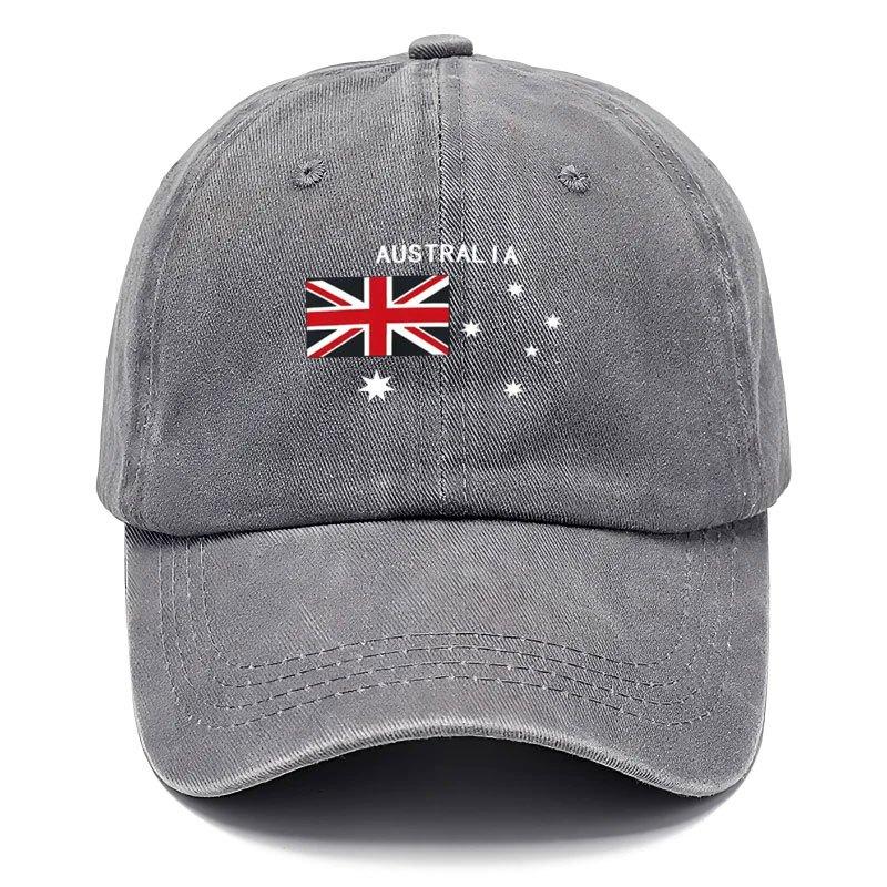 Регулируемая моющаяся винтажная бейсболка со словом AUSTRALIA и элементами австралийского флага