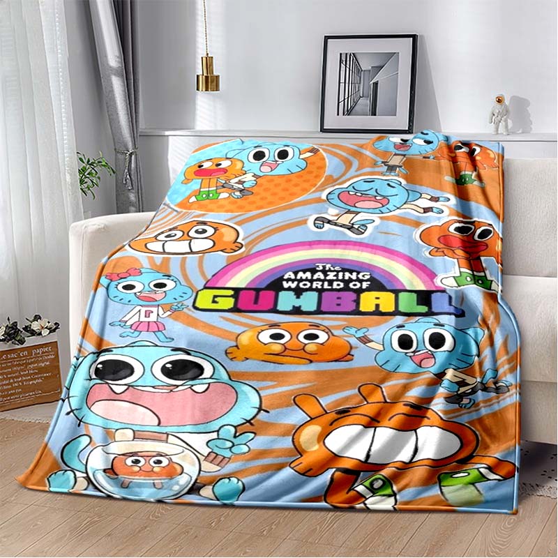 The Amazing World of Gumball Print Flannel Throw Blanket Soft Warm Cartoon Bed Sofa Cover for Kids Bedroom Home Decor Gift