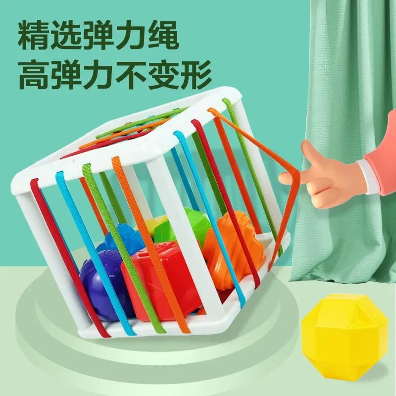 Нетоксичный Сенсорный Контейнер для Малышей Сортер Форм Цветной Куб Игра на Сортировку Форменные Блоки Монтессори Развивающие Игрушки Игра для Детей 1-2 Лет