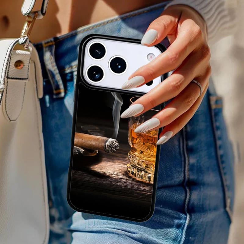 Чехол для телефона 'Сигара Виски Ледяной Напиток' Для iPhone 17 Air 14 15 13 12 Max Чехол Для Apple 14 15 16 16e 11 Pro Max Plus Coque