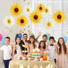 9 Pcs Sunflower Paper Fans Flower Hanging Ceiling Sign Spring Party Decorations for Baby Showers Birthdays Wedding