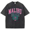 Женская футболка Malibu Beach Washed с принтом букв, хлопковая футболка, удобные топы с круглым вырезом, повседневные оверсайз футболки, женская одежда