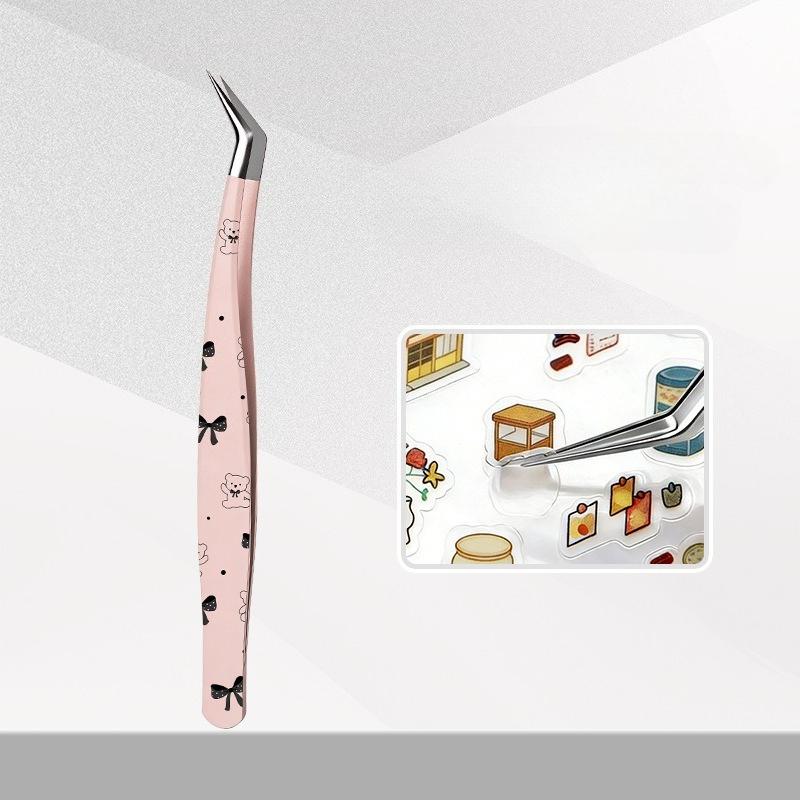 Cute Cartoon Stainless Steel Tweezers for Kid Girls Journaling Decal Tweezers DIY Craft Tweezers for Sticker Scrapbooking