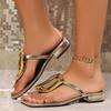 European & American Plus Size Women's Flip-Flops - 2025 Summer Low Heel Comfort Toe Post Beach Sandals