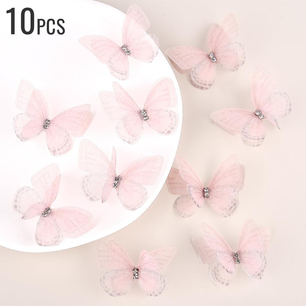 10 шт. Двойная ромбовидная сетка с принтом бабочек, ювелирные изделия, головные уборы, одежда, сделай сам, ручная работа, сетка, цветок, нашивка, древняя заколка для волос в стиле ханьфу