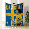 Retro Sweden National Football Euro Art Blue Plush Blanket, Multipurpose Blanket for Home and Travel, Cloud-Like Blanket for Total Relaxation