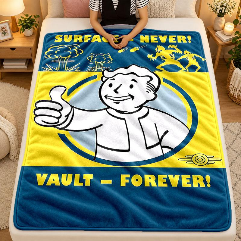 Flannel BlanketFallout Warm Soft Throw Blanket for Indoor Sofa Bed Living Room Use