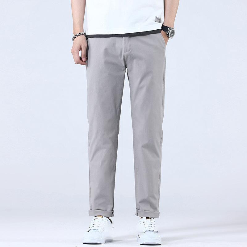 Дышащий хлопок Тонкий мягкий ткань мужские повседневные брюки мужские корейские летние брендовые спортивные рабочие прямые узкие брюки