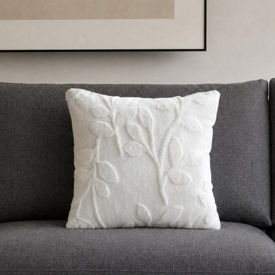 Plush Jacquard Pillow Cover, 3D Embossed Solid Color Cushion Case, 17.7 x17.7 Inch Anti-Static Soft Throw Pillow Cover, Modern Cozy Home Decor for