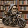 Фигурка Жнеца Скелет Мрачный Всадник на Мотоцикле Скульптура из Смолы для Улицы Мотоцикл Скелет Рыцарь Статуэтка Гнома для Декора Сада