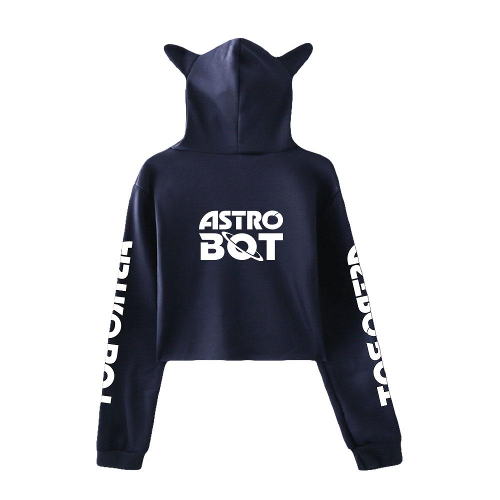 Женские сексуальные укороченные свитшоты оверсайз с принтом Astro Bot, весенние корейские повседневные топы