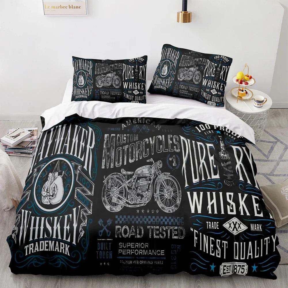 3D Печать Новый Классический Мотоцикл Комплект Постельного Белья, Пододеяльник Одеяло Комплект Постельного Белья Чехол для Одеяла Наволочка, Размер King Queen Twin Мальчики Девочки
