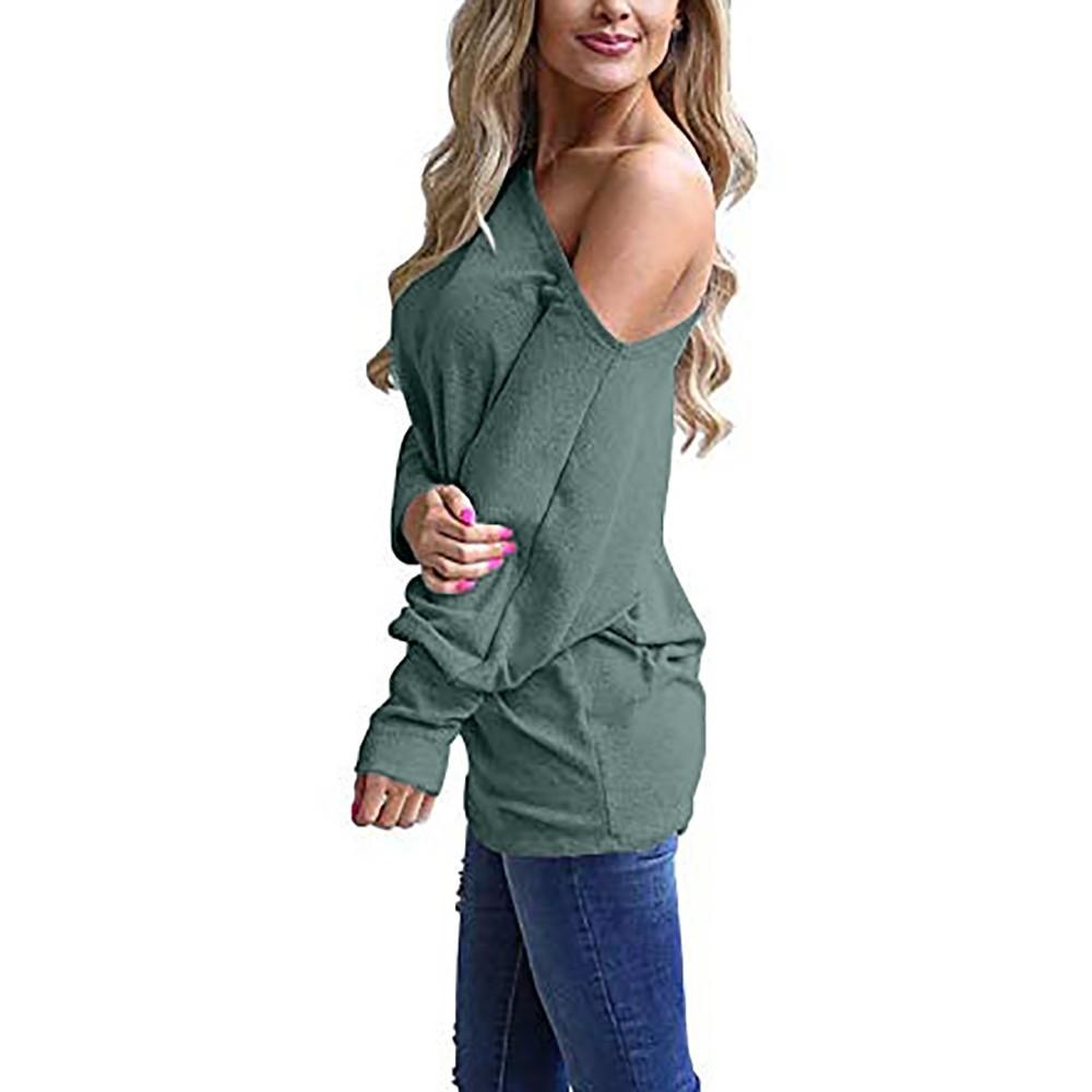 Женский свободный пуловер с открытыми плечами и длинными рукавами, вязаный джемпер, свободная туника, топы