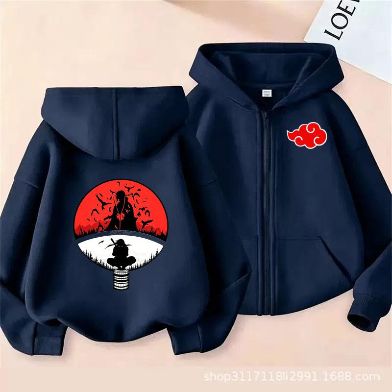 Детская толстовка с капюшоном Naruto Аниме Узумаки Наруто с принтом для мальчиков и девочек Детская толстовка на молнии подходит для осени и зимы