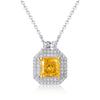 S925 Silver Ice Cut High Carbon Diamond Square Clavicle Chain Light Luxury Fashion Yellow Diamond Necklace Necklaces