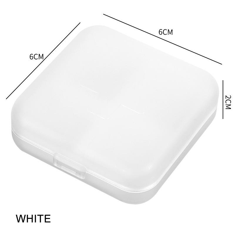 4Grids Cross Print Pill Box Portable Mini Plastic Pill Storage Pure Color Pocket Medicine Box Outdoor Home Pill Case