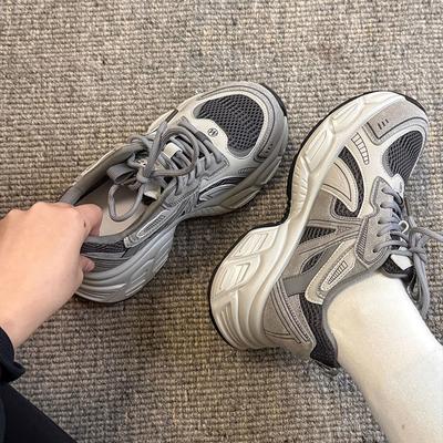 Женские туфли на толстой подошве с увеличенным голенищем, весна 2025, новые кожаные женские туфли, повседневные, легкие и дышащие спортивные кроссовки для бега