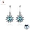BagueRingen Women's Sterling Silver 925 Jewelry 1 Carat Moissanite Diamond Drop Earrings Sunflower Shaped Ear-drops Gift