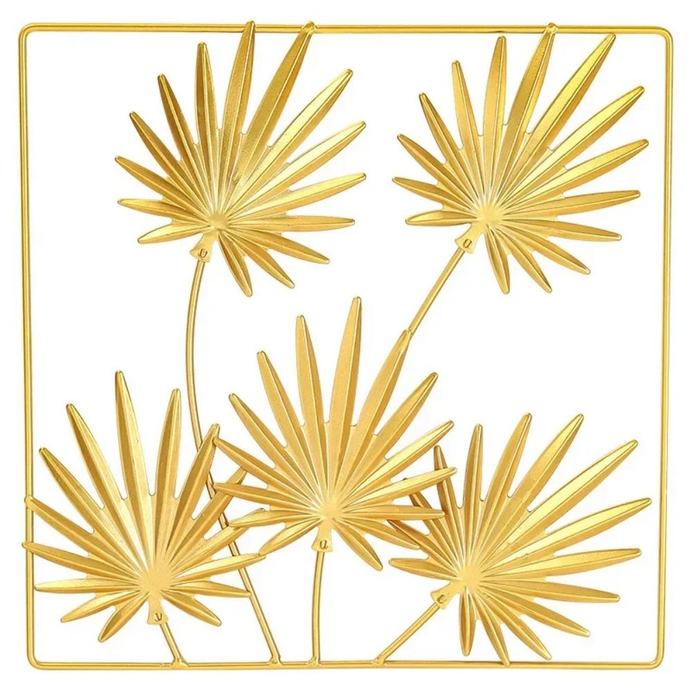 Nordic Light Luxury Golden Tortoise Leaf Square Wall Hanging Home Living Room Bedroom Study Decor