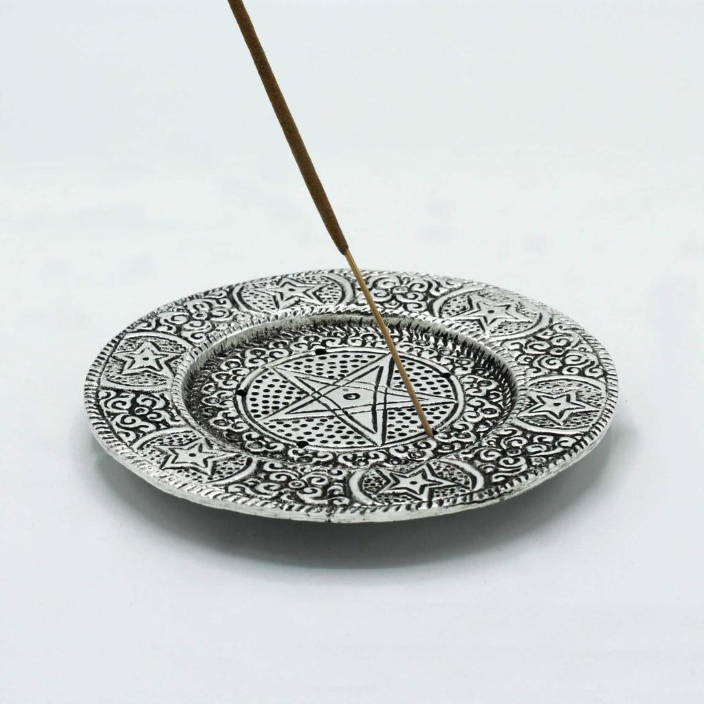 Pentagram Incense Holder Polished Aluminium 11.5cm