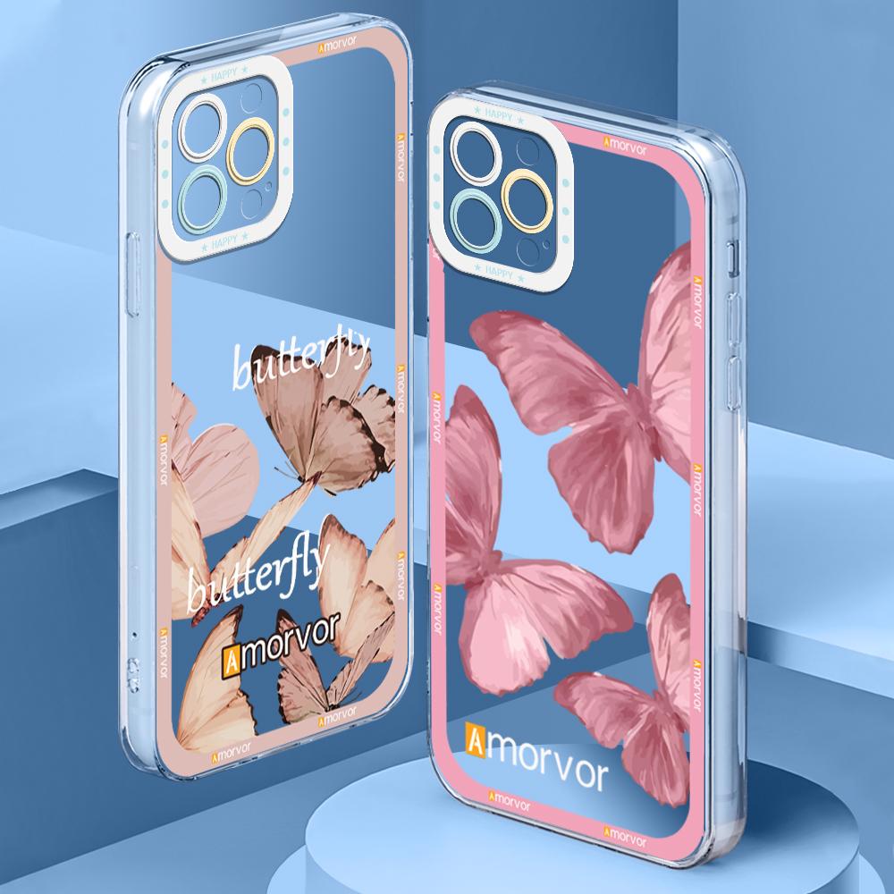 Cartoon Butterfly Camera Protection Phone Case Suitable for Huawei Honor Infinix Itel Tecno iPhone OPPO Realme Xiaomi Redmi Samsung Vivo