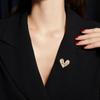 Shiny Heart Brooch Rectangular Hollow Heart Breastpin Exquisite Rhinestone Pin  Suit Coat Collar