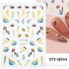 Lily Flower Geometric 3D Nail Stickers Maple Leaves Lines Nail Art Adhesive Sliders Red Berries Decals Decoration PPSTZ-SJ027