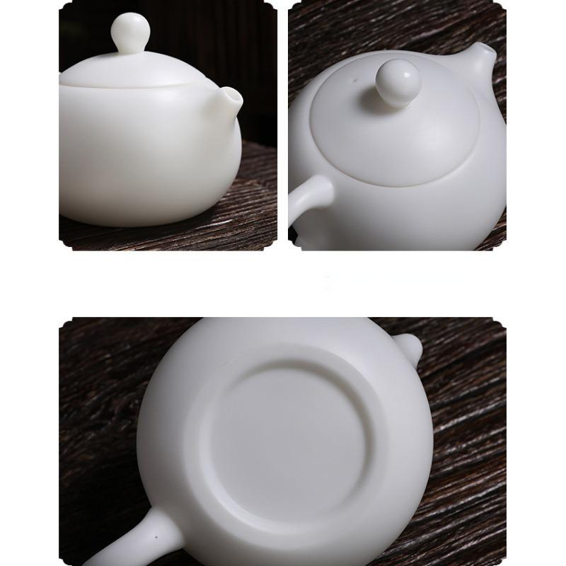 Chinese Ceramic Tea Sets - 200ml Tea Pot and 4 Tea Cups, White Porcelain Sheep Fat Jade Tea Set Portable Teaware for Business Hotel Outdoor Picnic