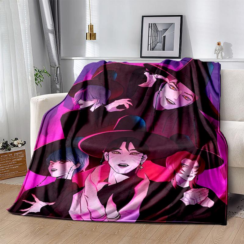 KPOP Hunter Flannel Blanket Soft Warm All-Season Throw, Design for Camping, Car Travel, Hiking Sofa, Bed, Office Perfect Gift for Parties