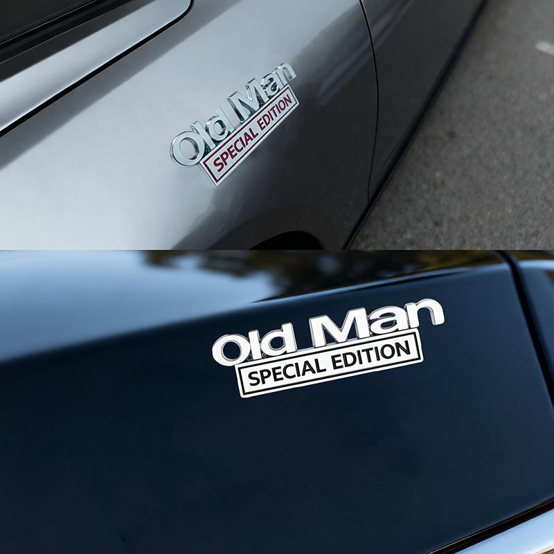 NEW Old Man Edition Metal Car Sticker Badges For Car Trunk Door Decoration Badges Old Man Logos Car Decals Motorcycle Decoration