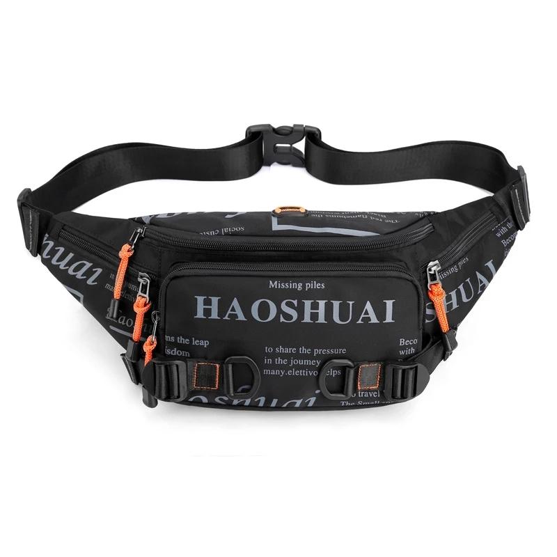 Fashion Letter Waist Bags For Men Casual Nylon Waist Packs Unisex Belt Bag Fanny Pack Travel Storage Chest Bags Leg Bag