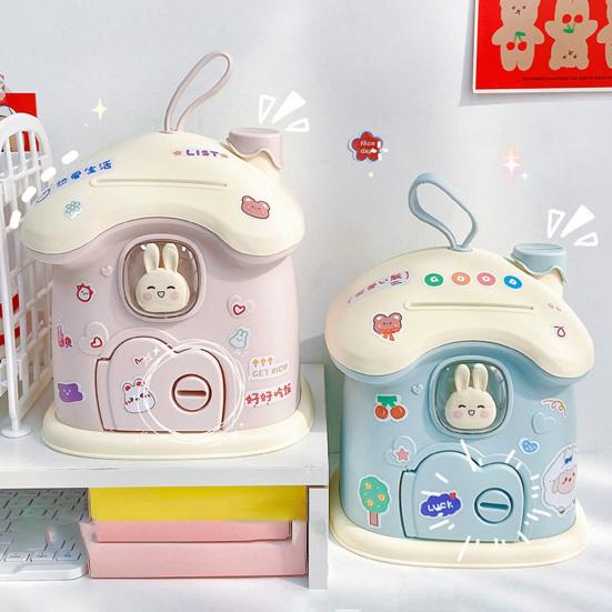 Piggy Bank Creative Shape Adorable Appearance Large Capacity Vibrant Color with Keys Save Money Acrylic Cartoon Money Coin Piggy