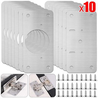 10 шт. набор пластин для ремонта петель, монтажные пластины для дверных петель шкафа из нержавеющей стали с винтами, инструменты для ремонта бытовой техники