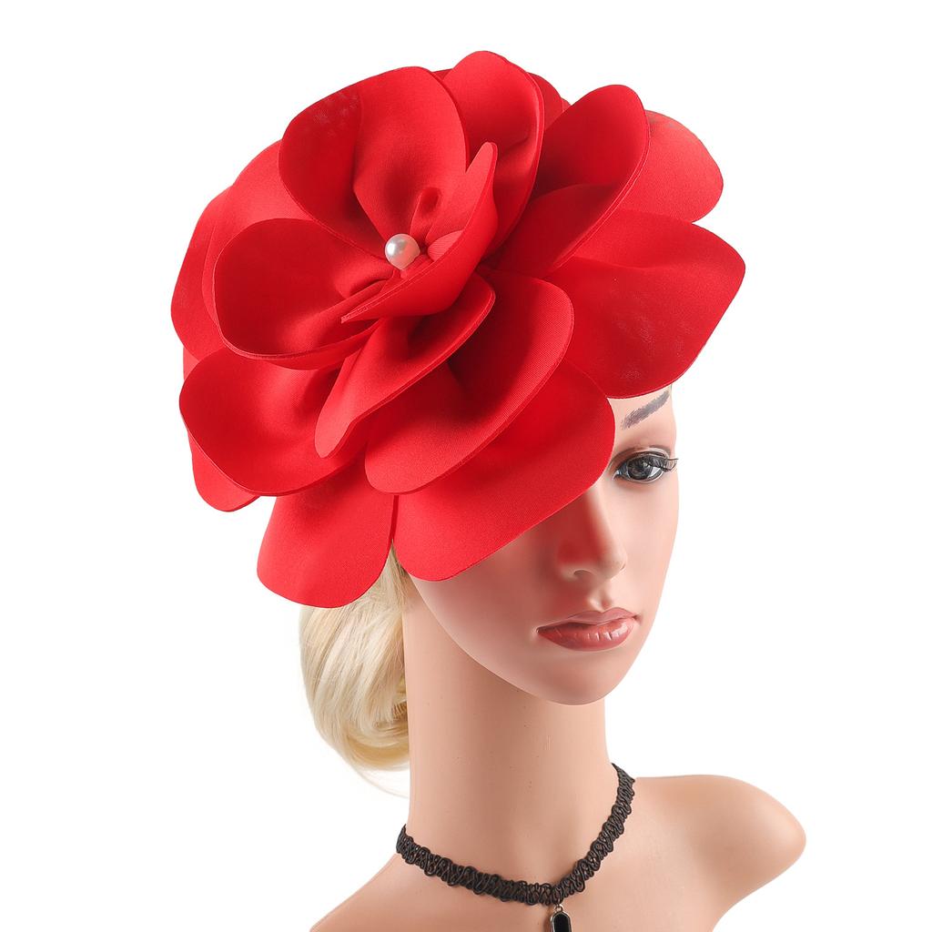 New hot-selling pearl flower head flower tea party ball fabric three-dimensional air cotton head flower hair accessories