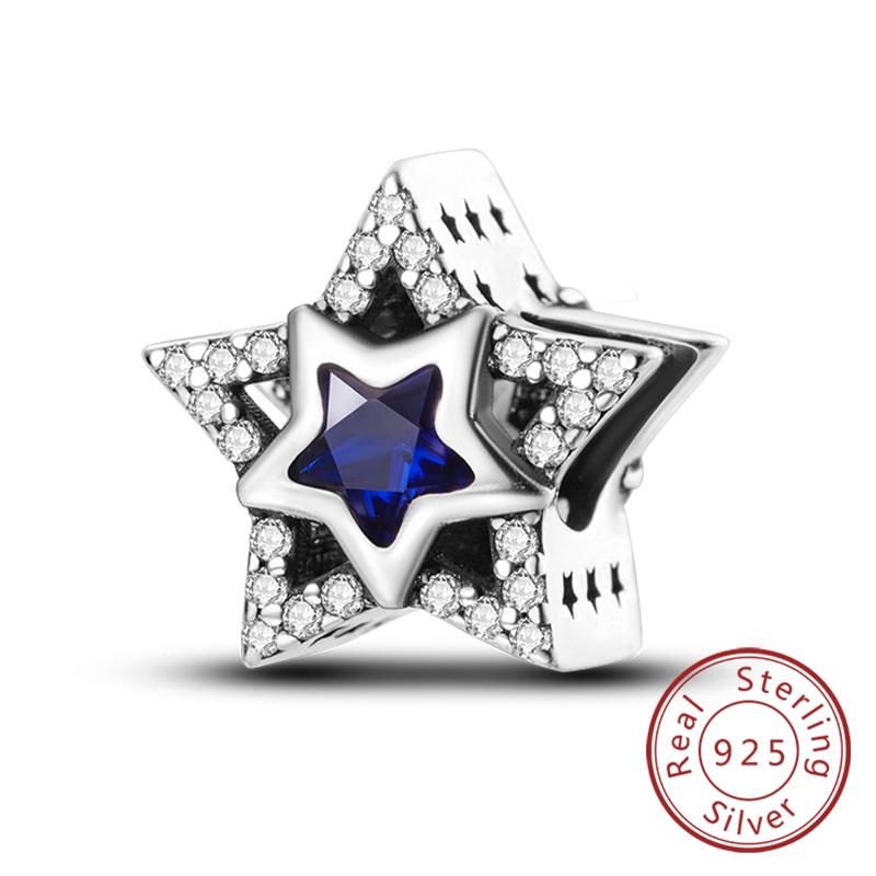 Медные Шармы Бусины Сердце Любви Счастливые Звезды Самолет Голубые Цирконы Шармы Подвески Подходят для Браслетов Шармов Женские Украшения