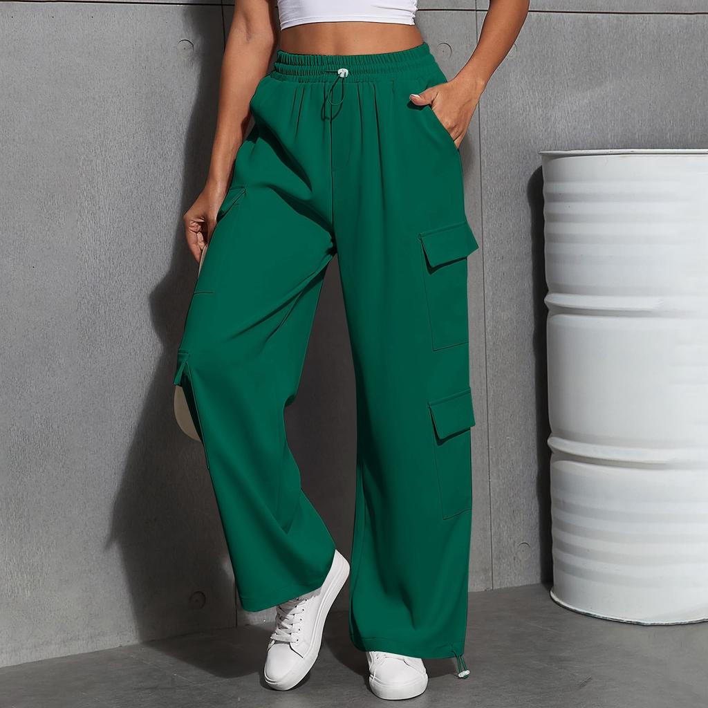Women's Fashion Sport Solid Color Pocket Casual Sweatpants Pants