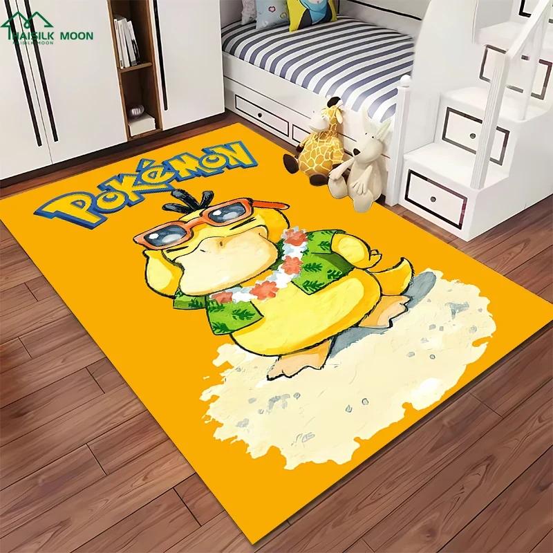 Japanese P0kem0n Theme Psyduck Printed Carpet Rugs for Living Room Bedroom Dining Office Sofa Non-Slip Large Decor Mat Potdemiel