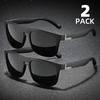 2PCS Fashion Square Sunglasses Men Vintage Plastic Male Sun Glasses Women Stylish Black Sport Shades UV400