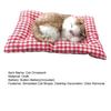 Simulation Sleeping Cat Decoration with Plaid Mat Odor Removal Bamboo Charcoal Plush Kitten Stuffed Animal Doll Home Office Desktop Car Interior