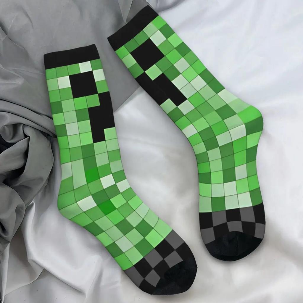 Чулки Creeper, парные зеленые камуфляжные носки, мягкие забавные носки для бега на осень, нескользящие носки на заказ, подарок на день рождения