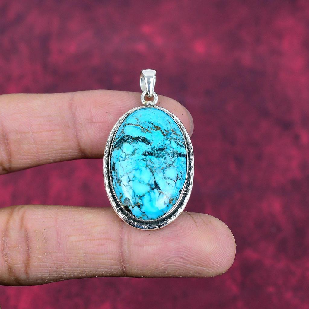Бирюзовый кулон, Драгоценный камень 925 Проба Стерлинговое серебро Ювелирный кулон, Украшения ручной работы Кулон с камнем рождения, Подарок для него