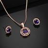 Rose Gold Round Pendant Set with CZ and Blue Stones for Women