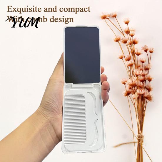 Mini Makeup Mirror Portable Folding with Comb, Compact Travel Cosmetic Mirror, Pocket Size & Hair Detangling Comb for Women Girls Scratch Resistant