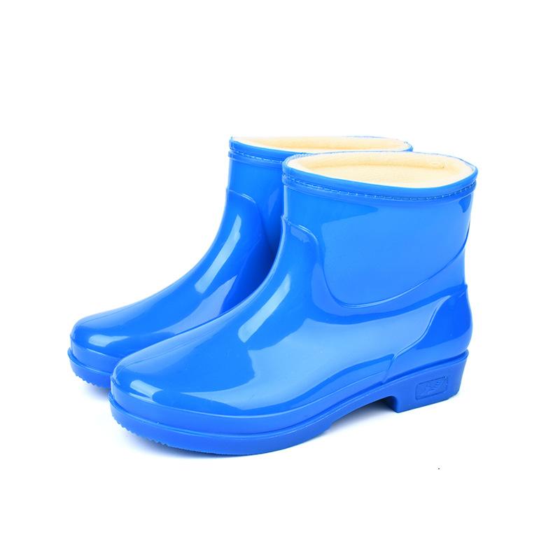 Short rain shoes women's velvet warm adult rain boots rubber shoes wear-resistant thick-soled work lightweight waterproof shoes