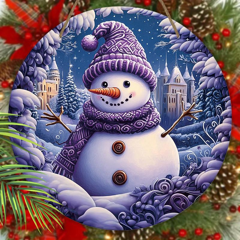 Очаровательная деревянная рождественская табличка «Снеговик», теплое зимнее круглое рождественское украшение для декора на входную дверь или стену, идеальный рождественский подарок