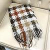 New Autumn and Winter Scarf Women's Contrasting Color Plaid Advanced Sense Tassel Versatile Student Thickened Scarf Shawl