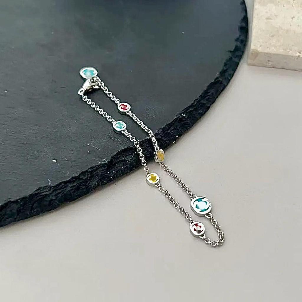 Минималистичный браслет из серебра 925 пробы с эмалью cloisonне, состаренный, разноцветный, для мужчин и женщин