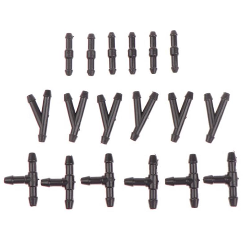 18PCS Windscreen Washer Joiner Pipe Connector I T Piece Straight 3 Way Y Piece Air Fuel Water Petrol Wiper Washer Nozzle Hose Hoses Windshield Washer
