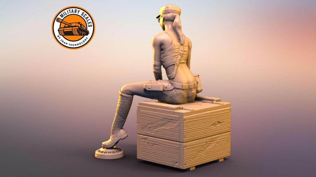 IDAP Technology Военная девушка Деревянная коробка Сидящая 3D-принтер Кит 1/35 №3 PD35423-3